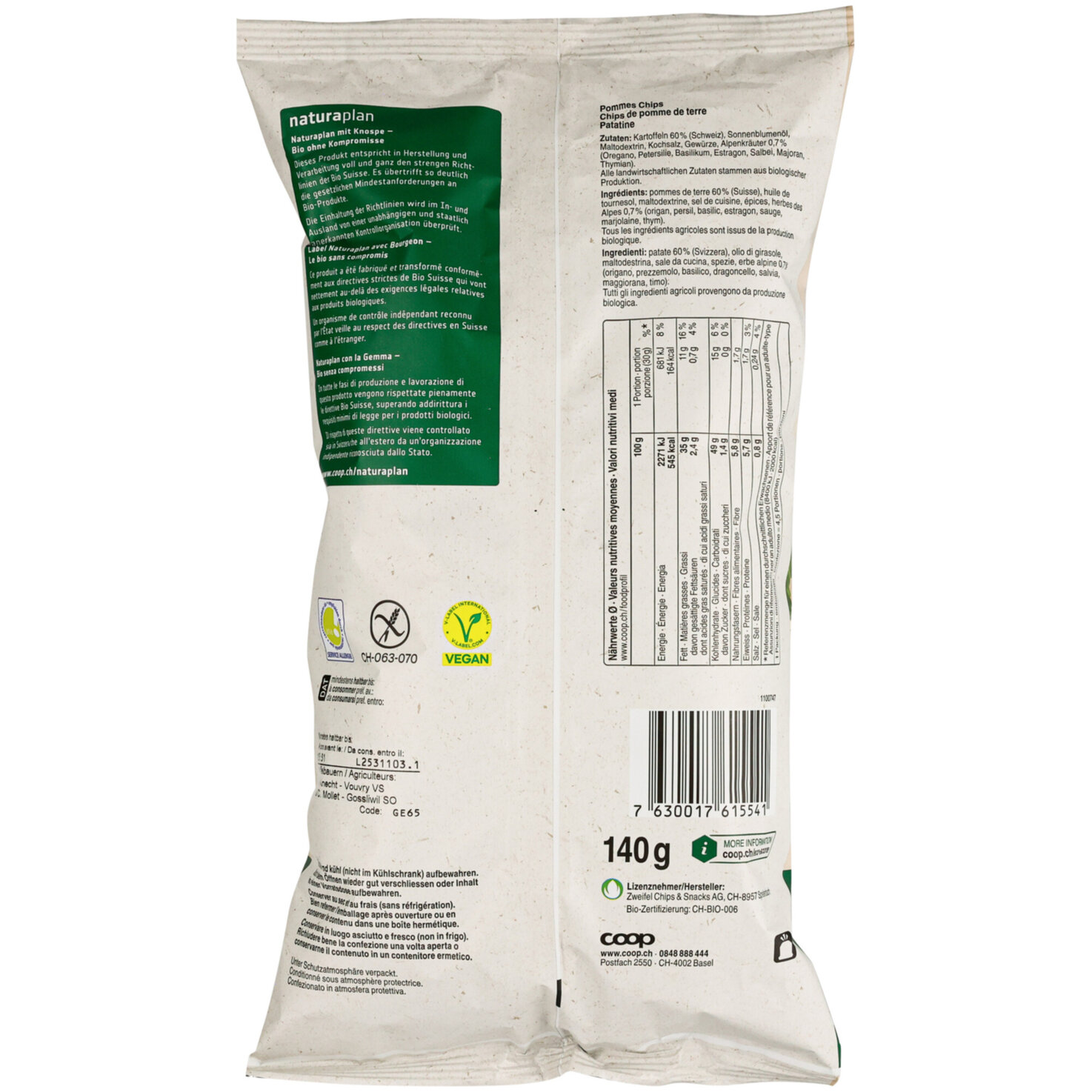 Naturaplan Bio Chips Alpenkräuter
