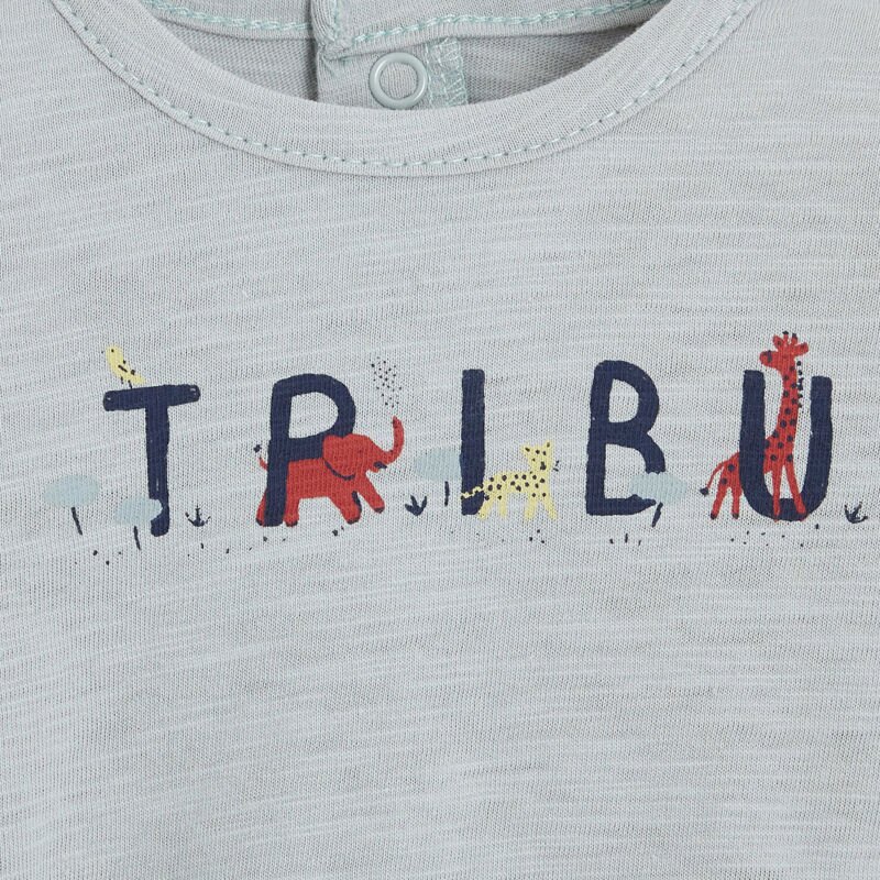 T-shirt manches longues bébé en jersey flammé bio vert Absorba Vert