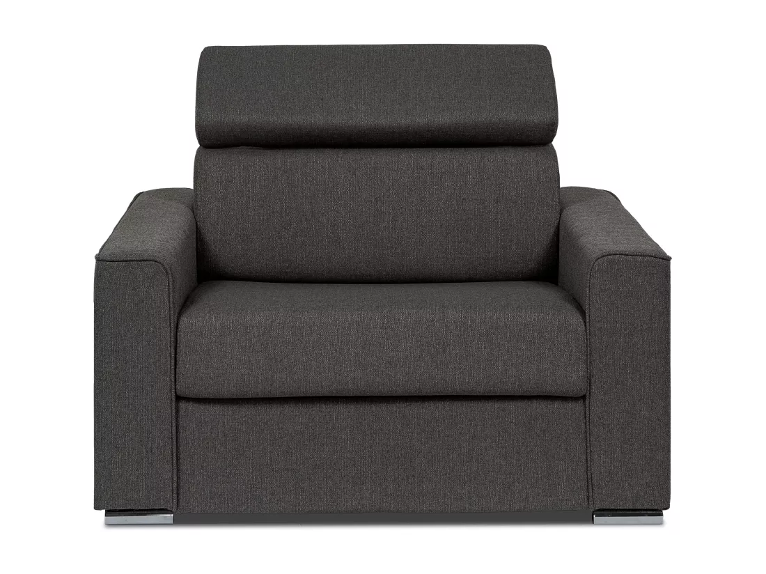 Fauteuil convertible express en tissu gris - Couchage 70 cm - Matelas 14 cm VIZIR