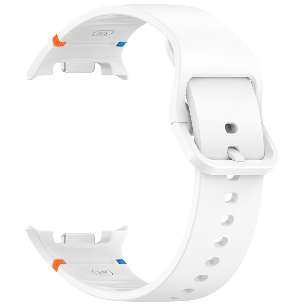 Samsung Galaxy Watch 8 (40mm) (Gr. L) Silikon Armband mit dekorativer Naht und Dornschliesse - Weiss
