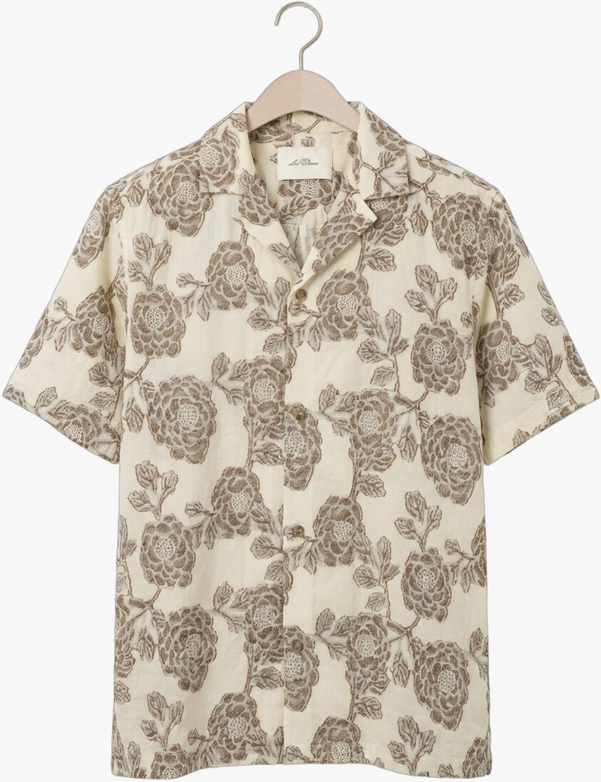 beige les deux casual overhemd lesley flower jacquard ss shirt