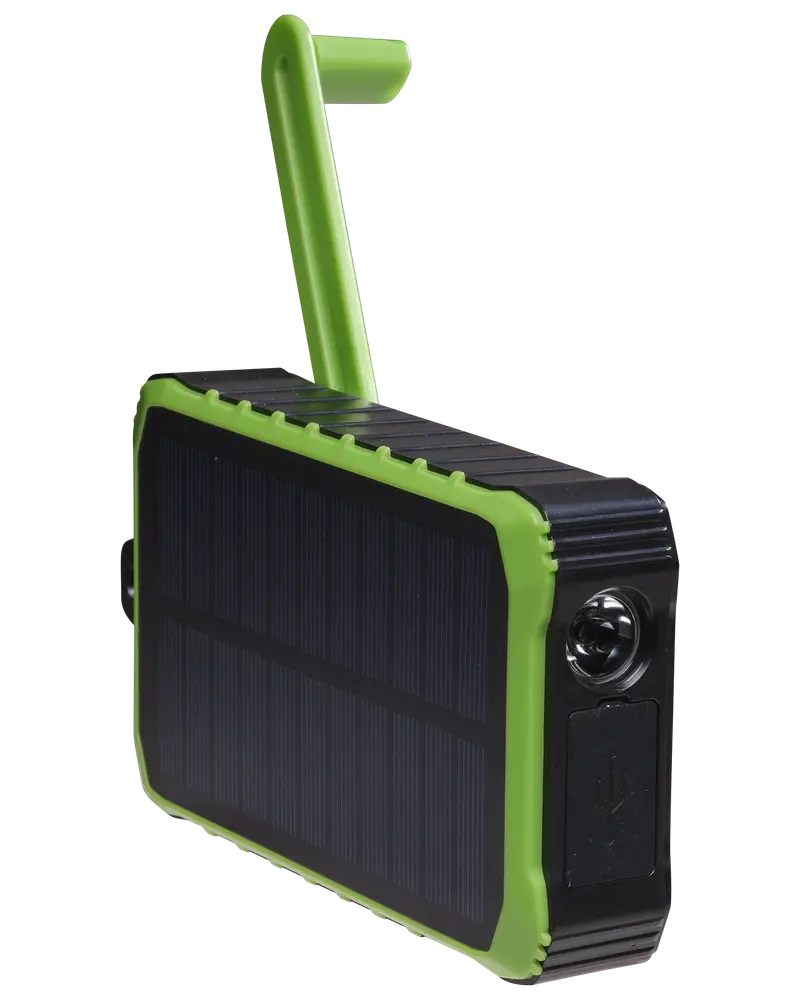 Powerbank med Solcelle og Håndsving