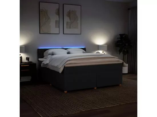 Sommier à lattes de lit avec matelas Noir 180x200 cm Tissu