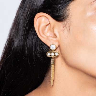 Boucles d'oreilles Arizona - Métal doré & nacre