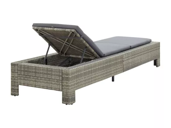 Transat avec coussin Gris Résine tressée