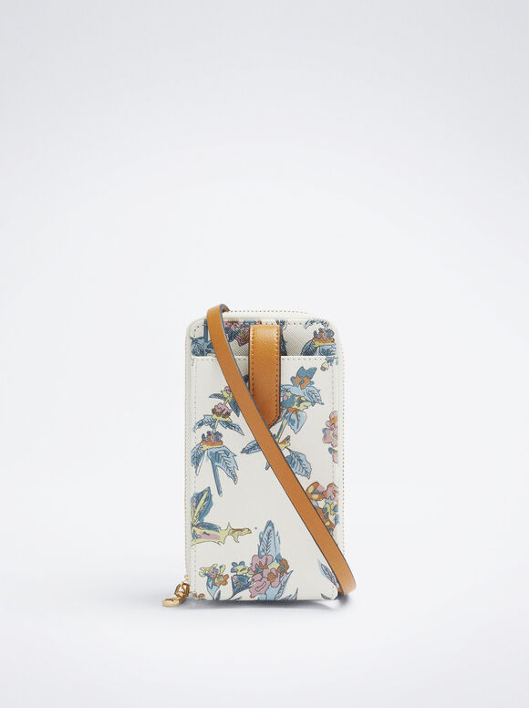 Bolsa para celular com estampa floral - Azul