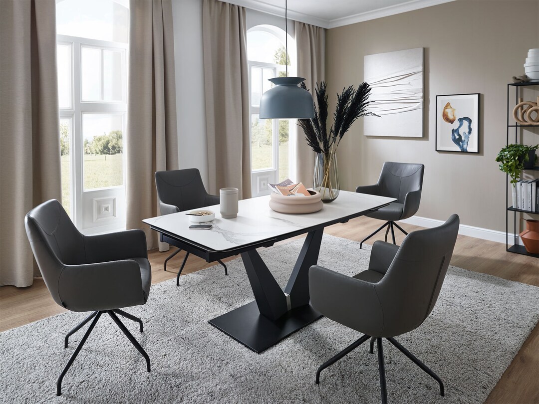 CASAVANTI Stuhl LEON Leder grau/schwarz
