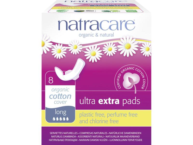 Natracare Binde mit Flügeln Ultra Extra Lang 8 Stück Dünne Binden mit Polsterung