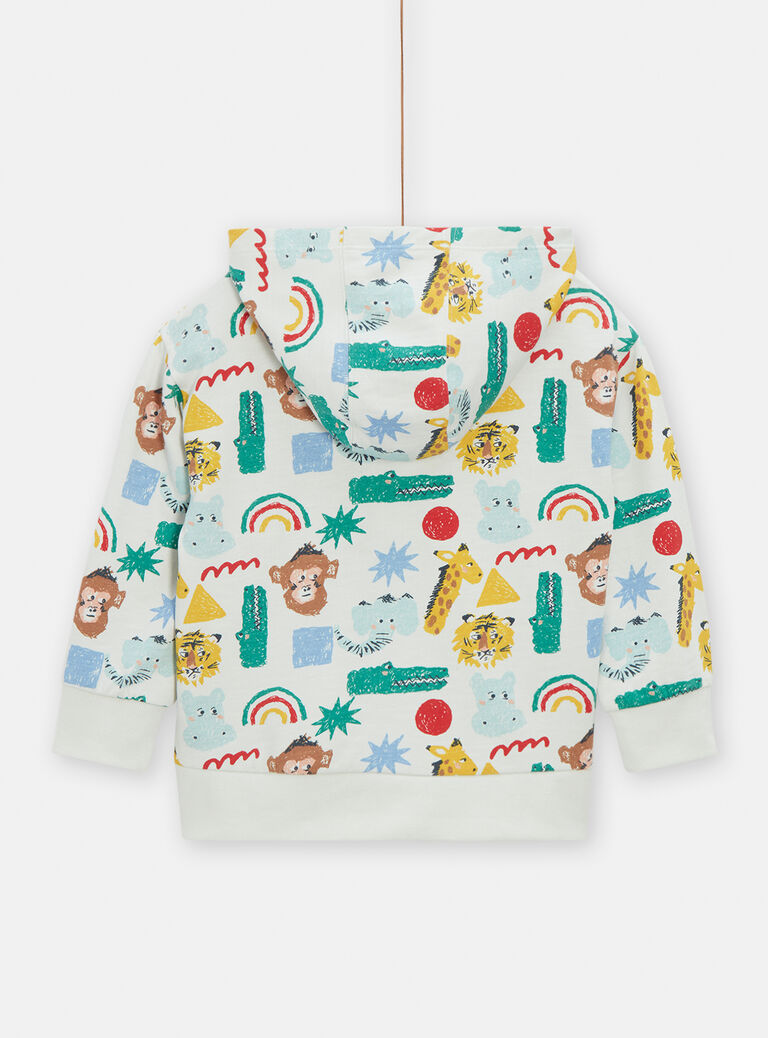 Gilet écru zippé imprimé animalier pour garçon