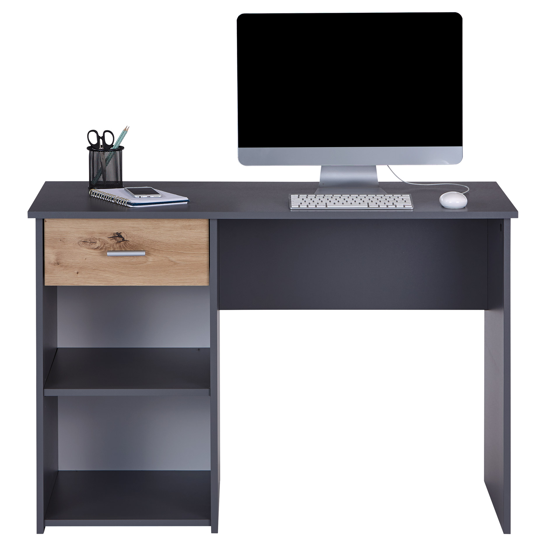 Schreibtisch - Graphitoptik-Artisan Eiche - mit Schubkasten - 110 cm