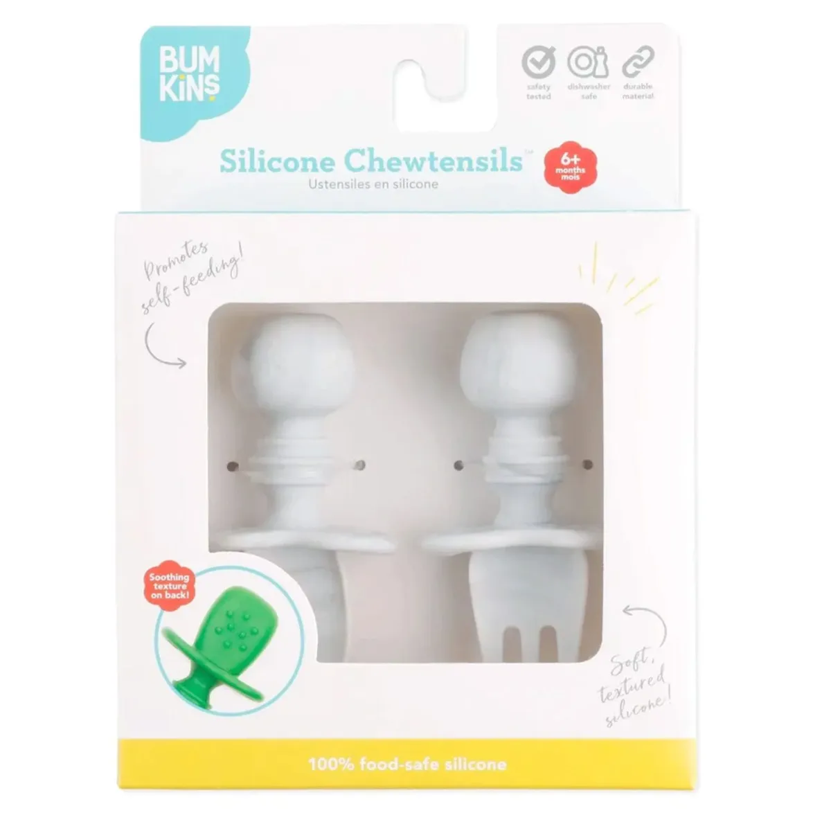 Bumkins Ensemble Ustensiles en Silicone Chewtensils - Marbre