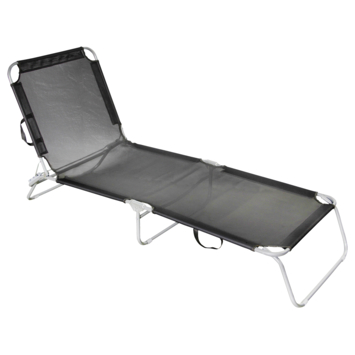 Ligstoel tuin zwart 240 x 60 x 128 cm