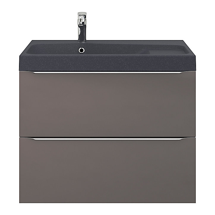 Meuble sous vasque à suspendre GoodHome Imandra gris 80 cm + Plan vasque noir GoodHome Mila 80 cm