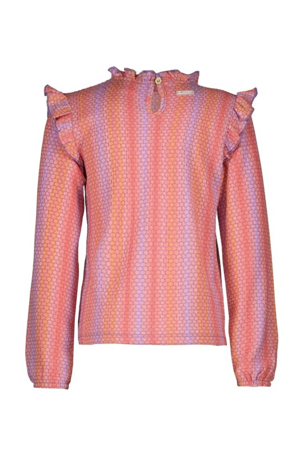 B.Nosy K3top Billie met all over print en ruches roze/perzik/lila