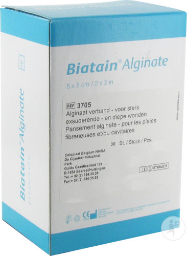 Coloplast Biatain Alginate SeaSorb Soft Pansement 5x5cm Pièces 30 (3705)