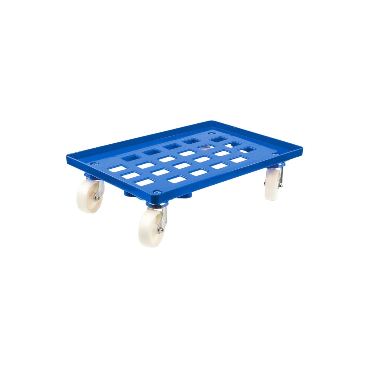 PROREGAL transportwagen voor Euroboxen 60 x 40 cm met blauwe kunststof wielen, roostervloer, 2 zwenkwielen en 2 bokwielen, draagvermogen 300 kg
