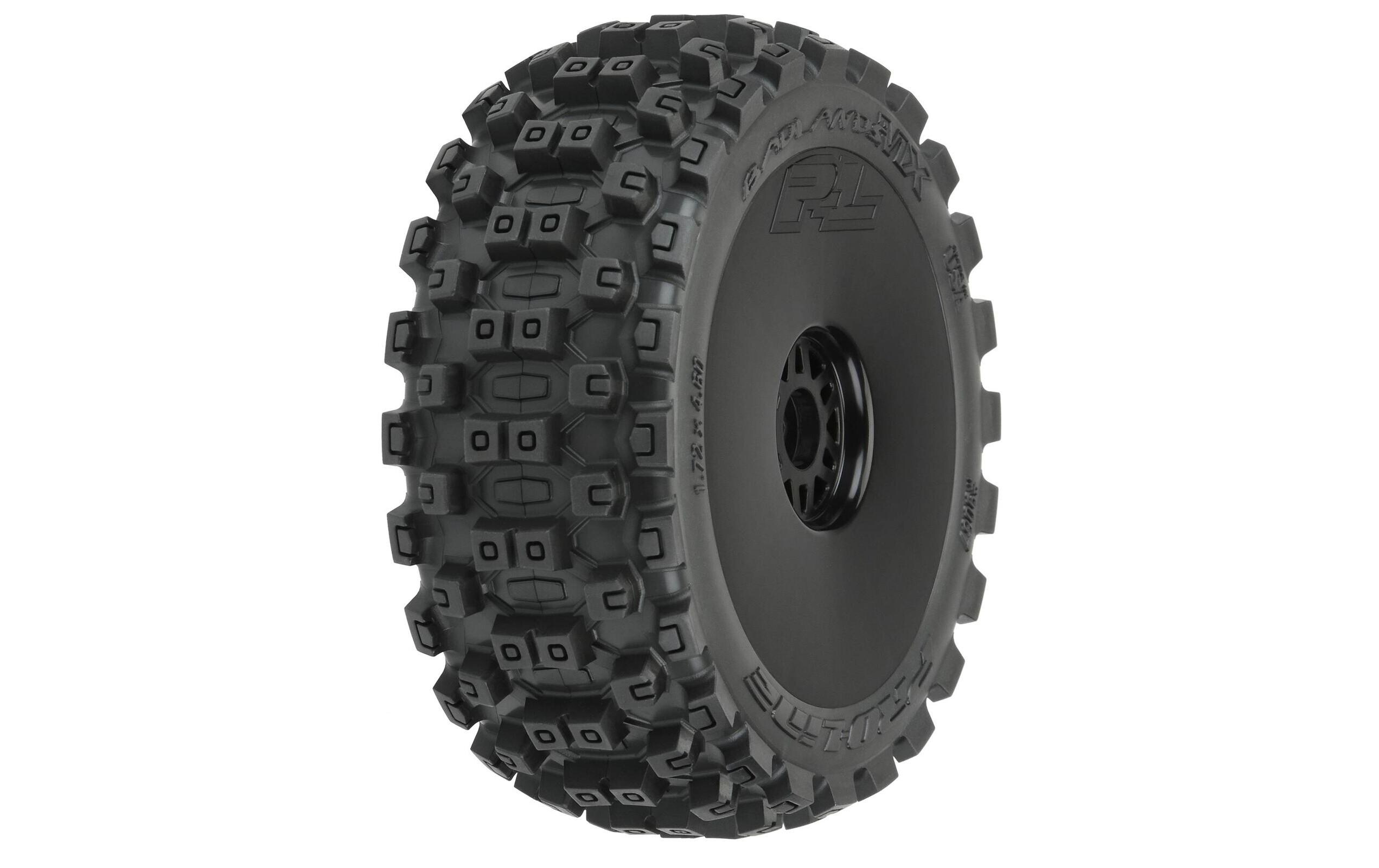 Kompletträder Badlands MX M2, Schwarz Buggy, 1:8, 2 StückRäder für Buggys im Massstab 1:8 mit 17 mm Mitnehmer