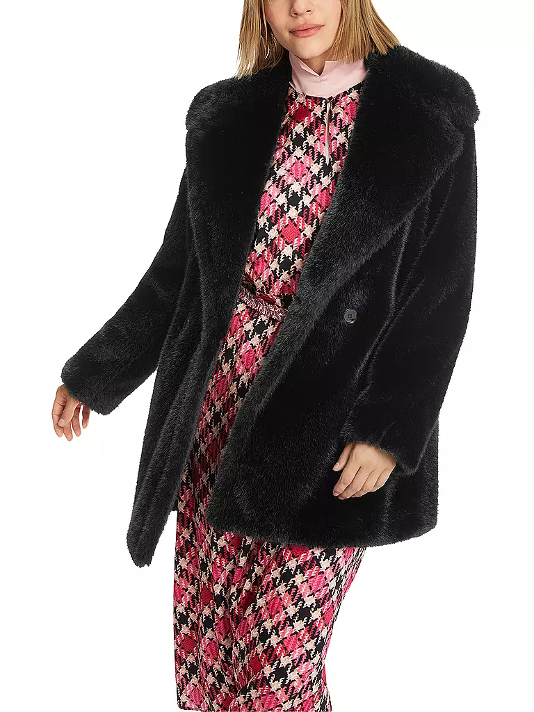 MARC CAIN  Mantel in Felloptik  schwarz