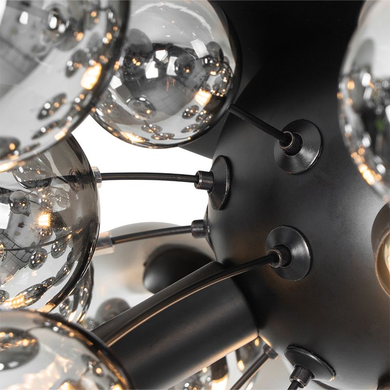 Design plafondlamp zwart met smoke glas 4-lichts - Explode