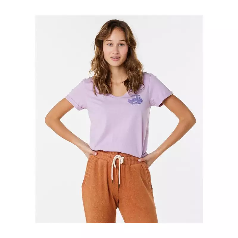 Teeshirt femme RIPCURL Re-Entry V Neck Tee Lilac