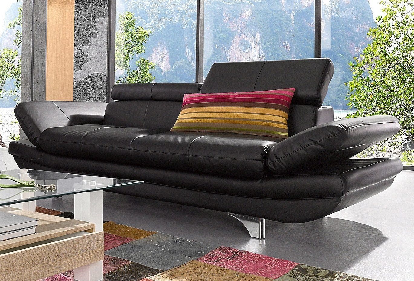 COTTA Polstergarnitur »Enterprise« Set,  Set bestehend aus: 2-Sitzer mit Kopfteilverstellung & Hocker