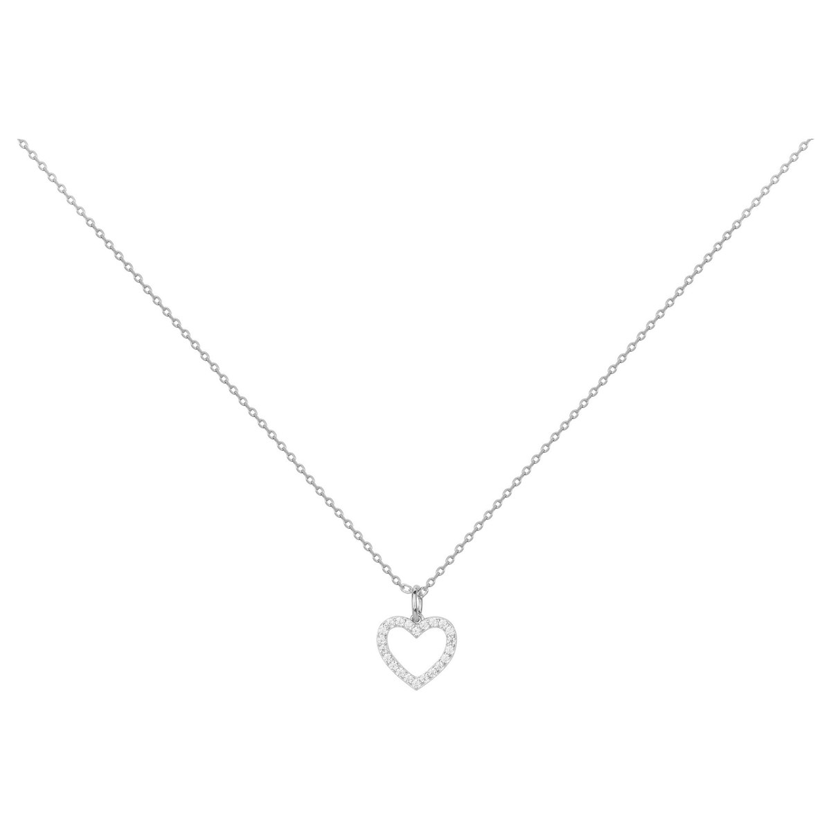 Collier mono-motif en Argent avec oxyde de zirconium blanc
