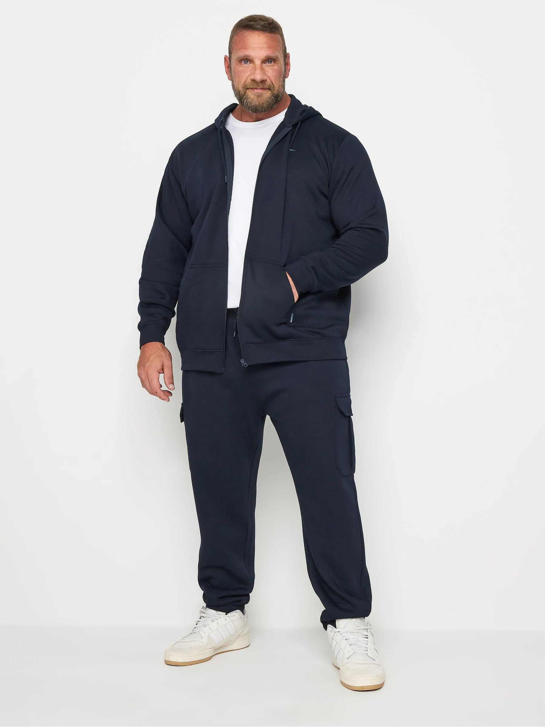 Blauw - BadRhino Big & Tall Essential Zip-Up Hoodie