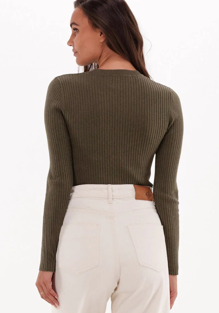 SELECTED FEMME groene selected femme trui lydia new rib ls knit o-neck b