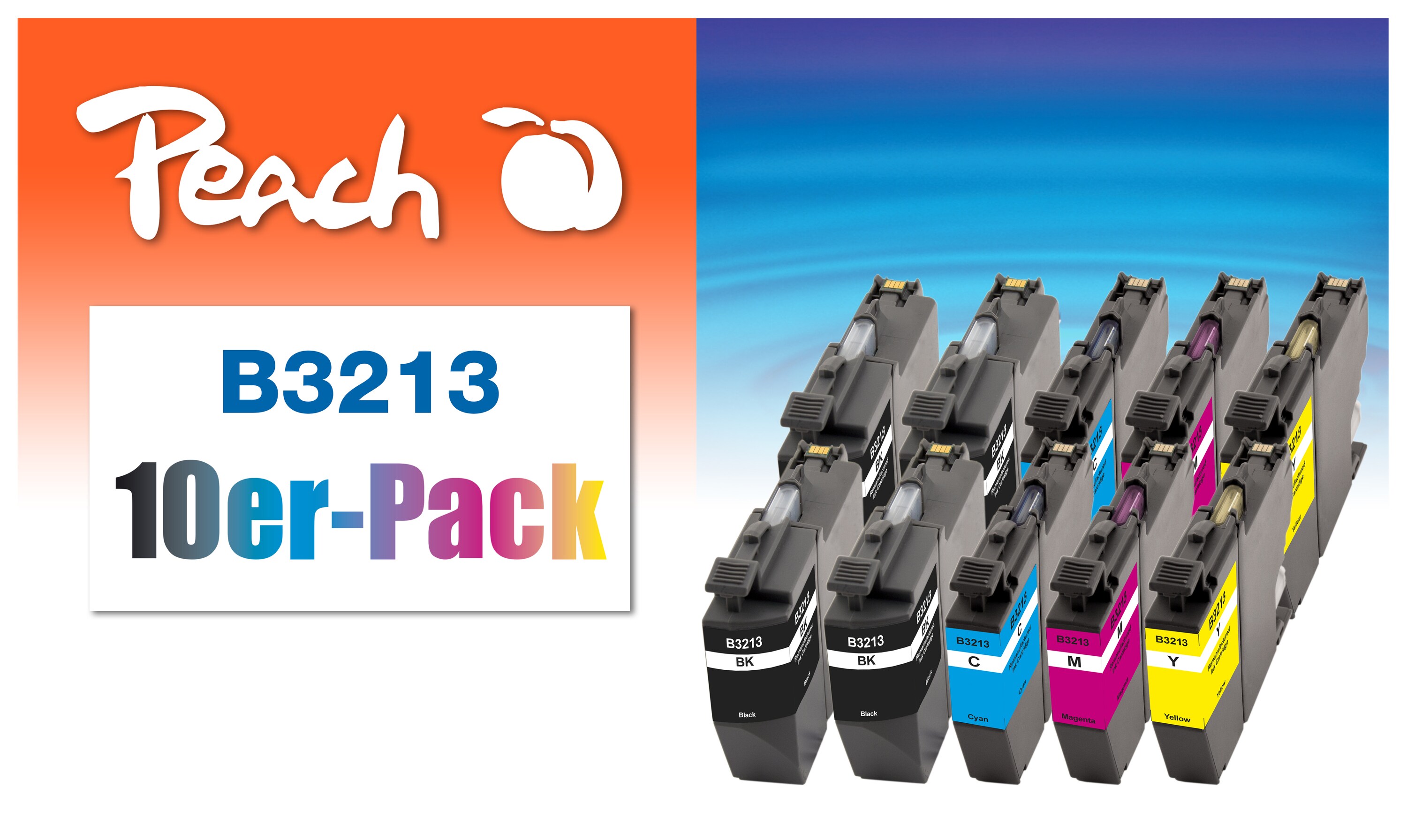 Peach B321310 Druckerpatronen XL (4*bk, 2*c/2*m/2*y) ersetzt Brother LC-3213 für z.B. Brother DCPJ 572 DW, Brother DCPJ 774 DW, Brother MFCJ 895 DW (wiederaufbereitet)