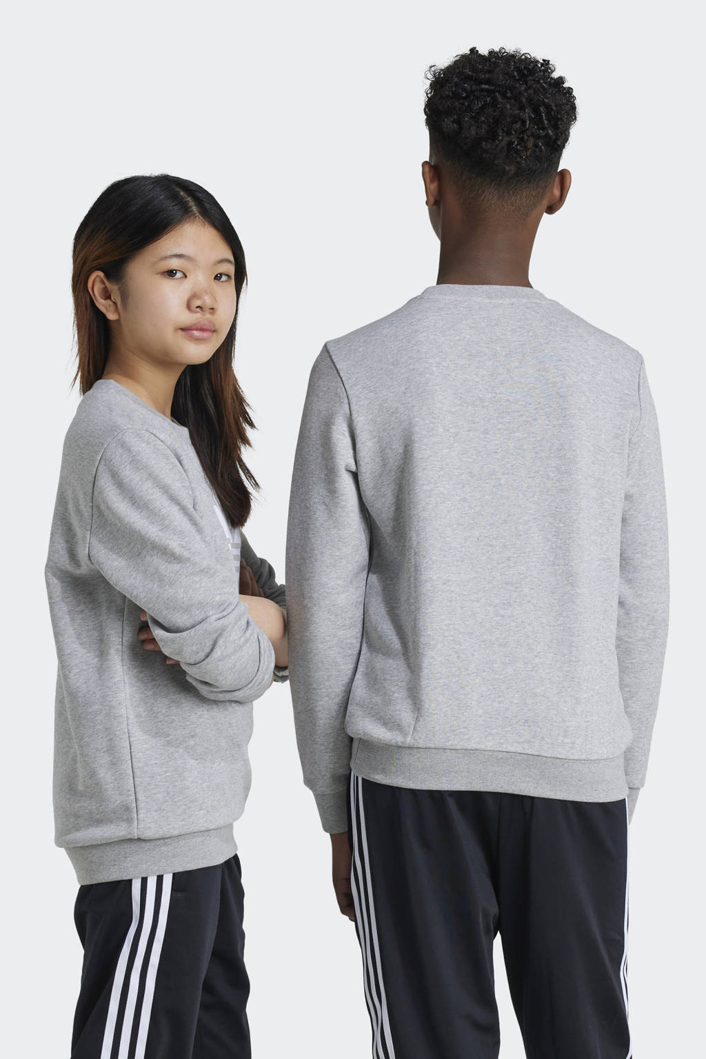 adidas sweater Trefoil grijs melange