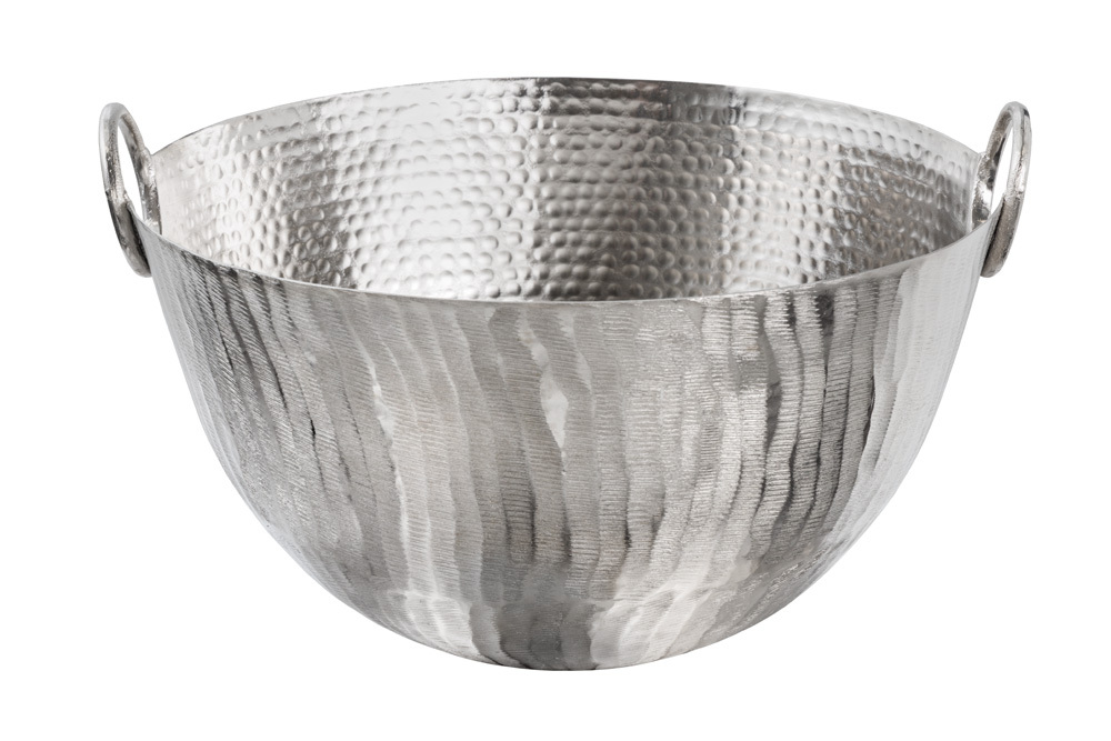 Handgearbeitete Deko Schale ORIENT 40cm silber Metall Hammerschlag Design