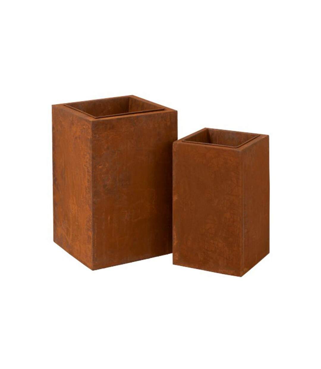 Paris Prix - Lot De 2 Jardinières Carrées rouille 60cm Orange