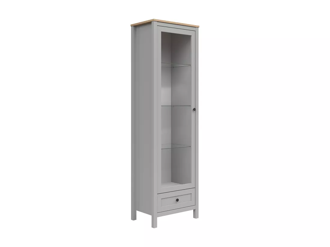 Vitrine 1 porte 1 tiroir Juno Gris