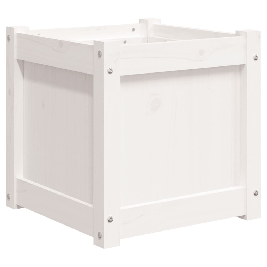 Jardinières 2 pcs blanc bois de pin massif
