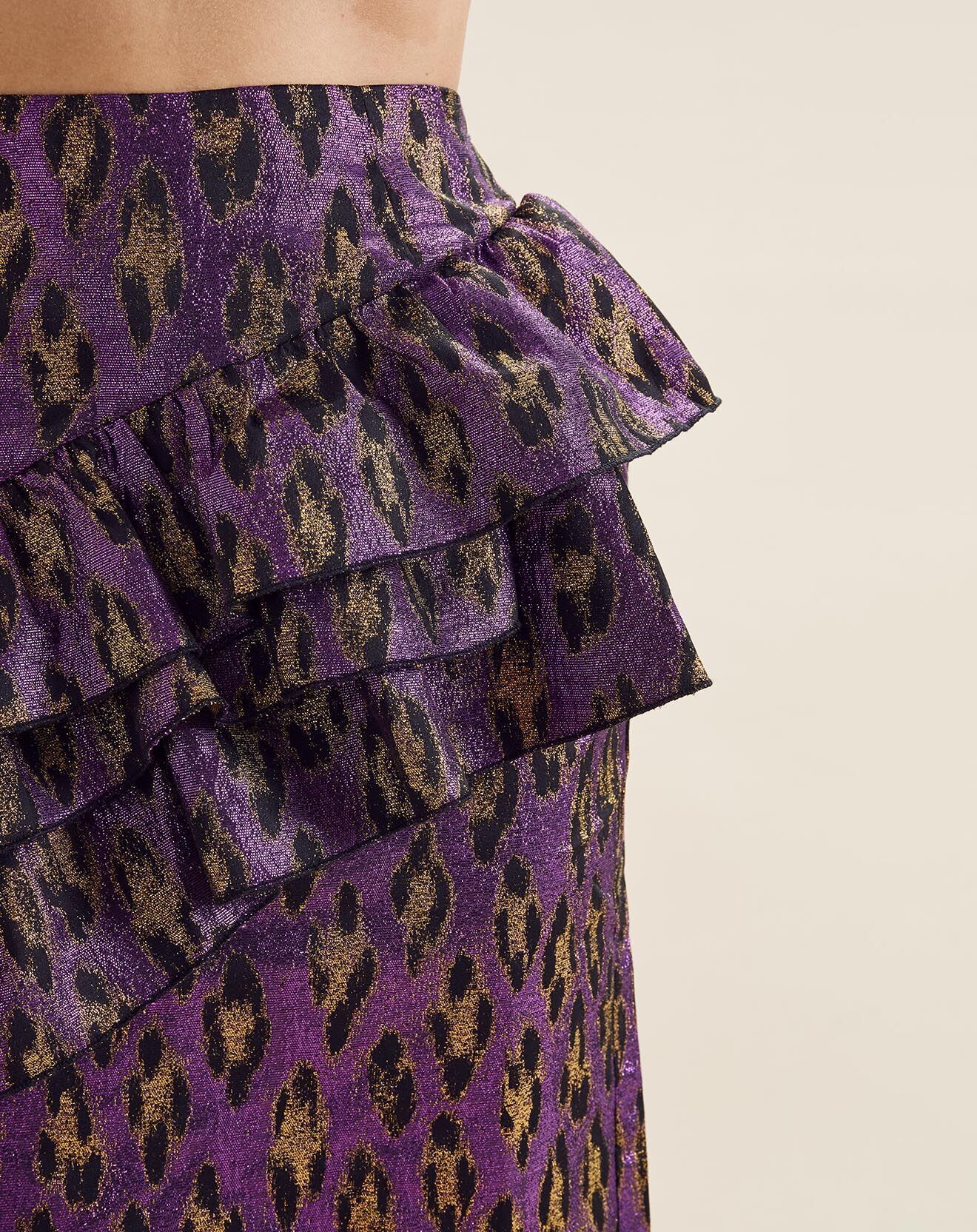 Chloé Stora Jupe brillante Lolita léopard violette