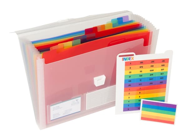 Exacompta Crystal - Utvidbar mappe - 13 rom - for 240 x 320 mm - med fliker - transparent hvit