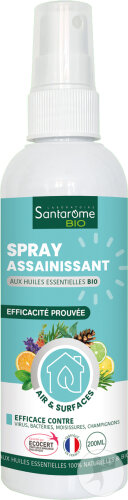 Santarôme Spray Assainissant Aux Huiles Essentielles Bio Air & Surface Virus/Bactéries 200ml