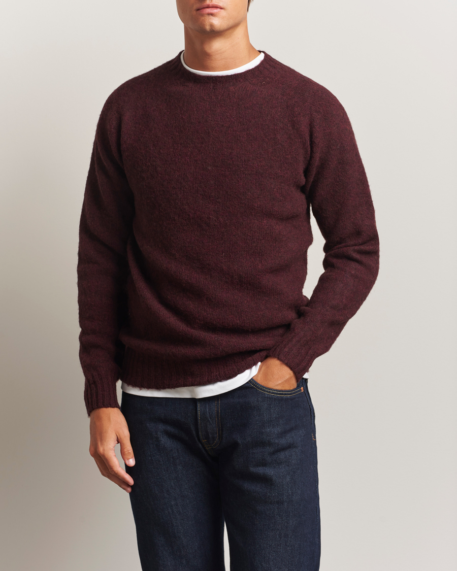 Harley Of Scotland Brushed Supersoft Lambswool Crewneck Beetroot