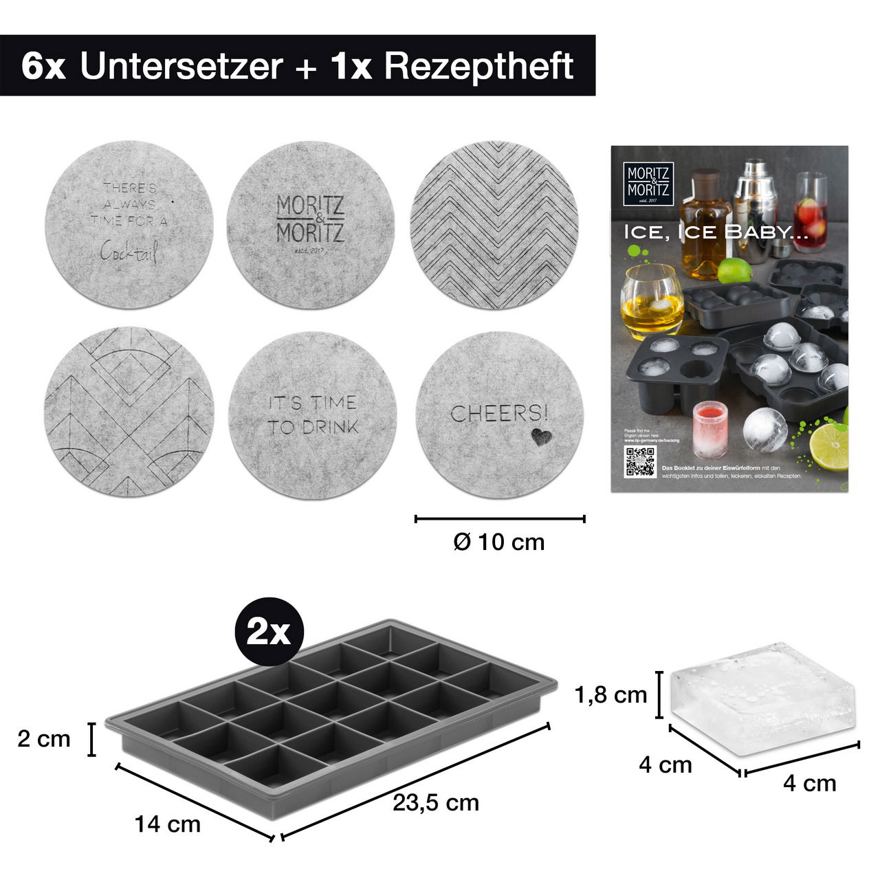 Moritz & Moritz Eiswürfelform eckig 2er Set