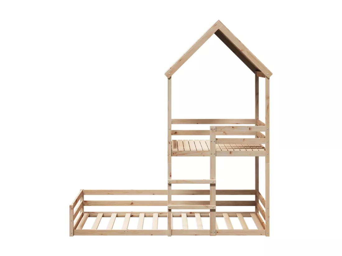 Lit superposé avec toit 90x190 cm bois massif de pin