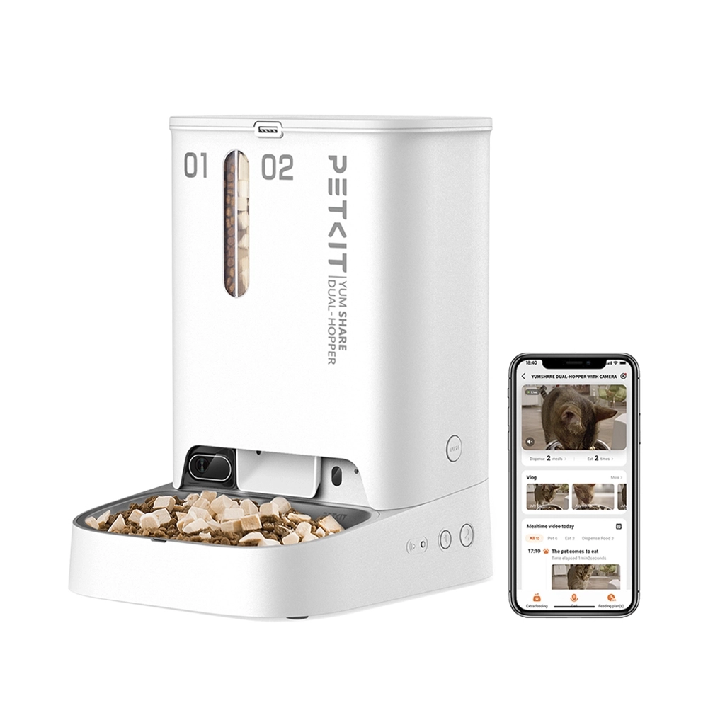 PETKIT YUMSHARE Dual-Hopper Smart Futterautomat mit Kamera Weiss