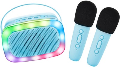 Lalarma Karaokesett med LED-lys & 2 Mikrofoner, Blå