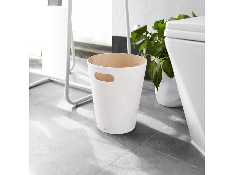 Umbra Papierkorb Woodrow 7.5 l, Weiss Abfallkorb aus Sperrholz