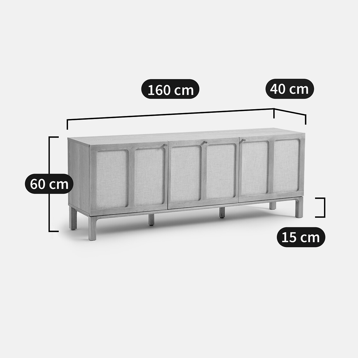 LA REDOUTE INTERIORS<br>Armário para TV e Hi-Fi, freixo e linho Esmara