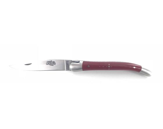 Laguiole 9 cm - 2 mitres - Tissu Compressé Rouge Couteau de Poche Forge de Laguiole