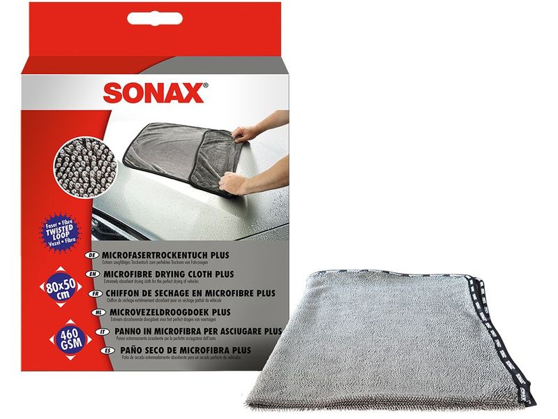 Sonax Microfaser Trocken Tuch Plus, 80 × 50 cm, 1 Tuch Einfache, lackschonende Fahrzeugtrocknung