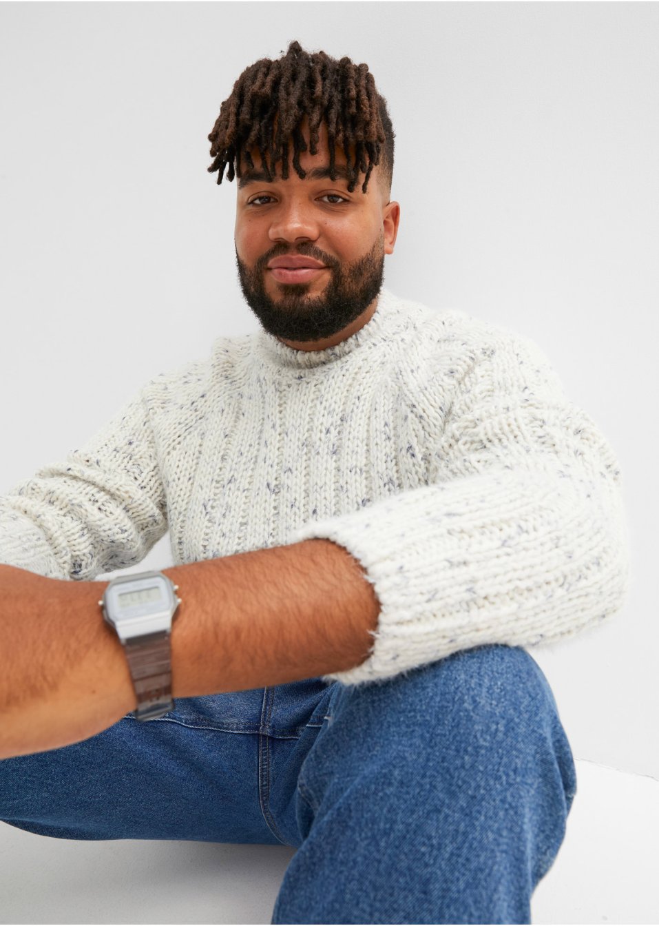 Pull en maille côtelée avec teneur en laine