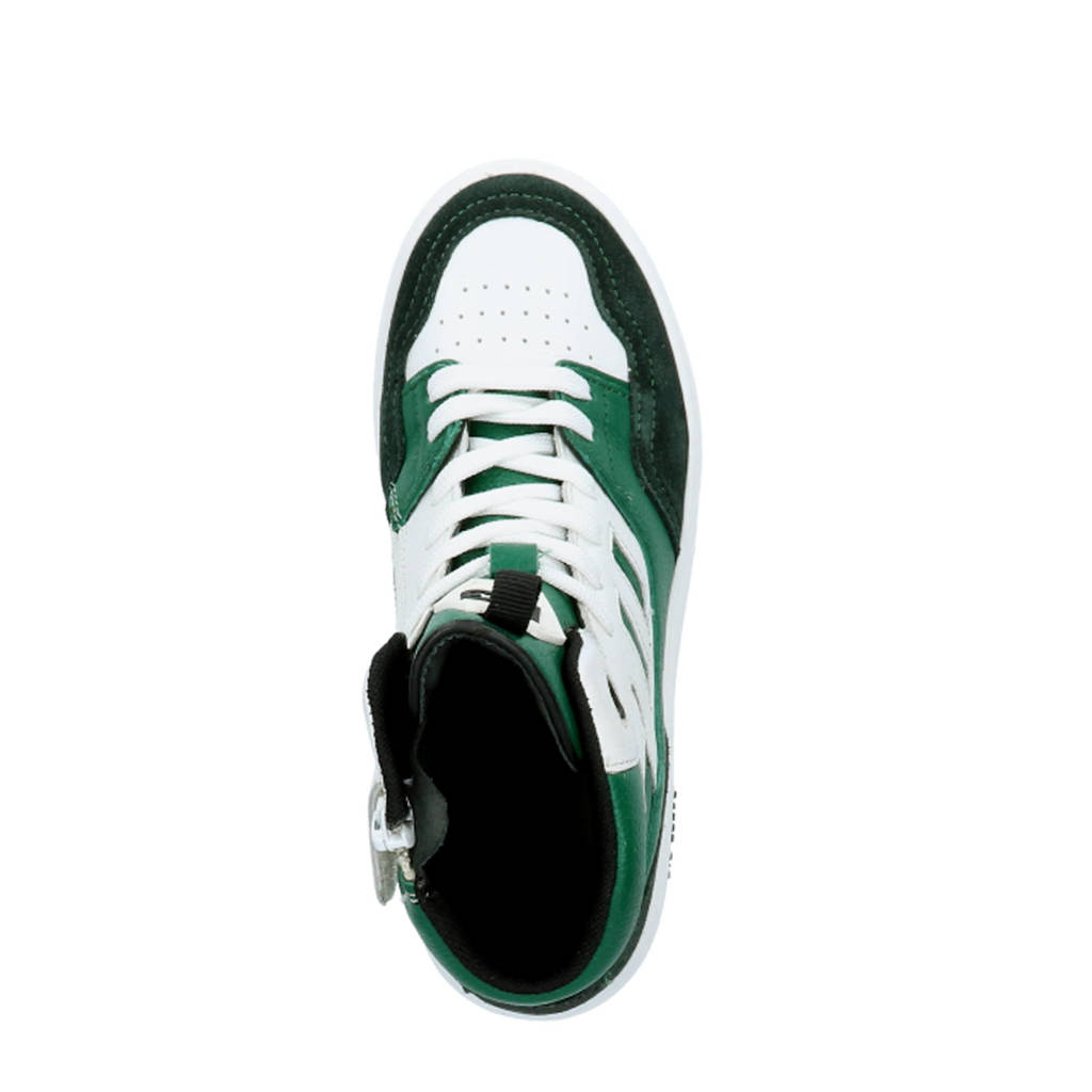 Hip leren sneakers groen/wit