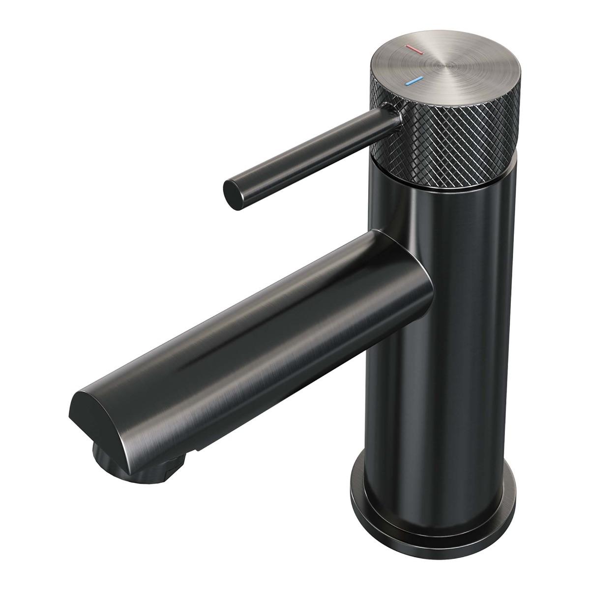 Brauer Gunmetal Carving wastafelkraan met lange, ronde handgreep en ColdStart gunmetal geborsteld PVD