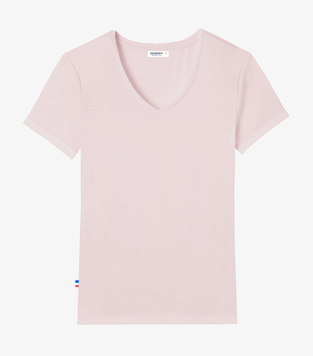 T-shirt col V Femme Rose - Intemporel